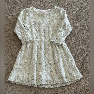 Cat & Jack 3T Cream Knit Dress Gold Shimmer Long Sleeve Special Occasion